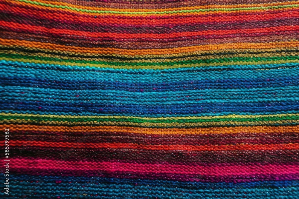 vibrant and colorful woven blanket with intricate patterns. Generative AI