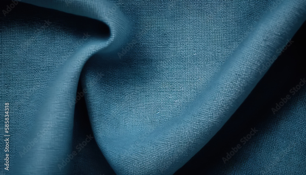 Blue fabric cloth texture for background, crumpled cotton. Generative AI