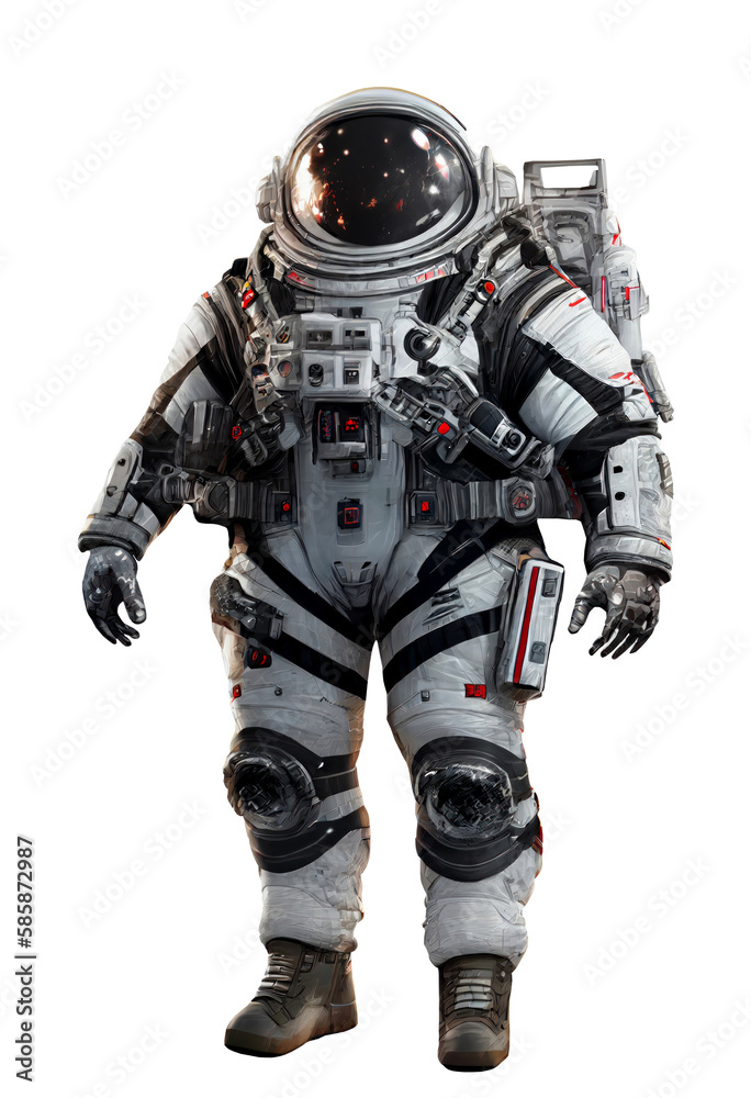 Space suits isolated on white background.  Ai generated.