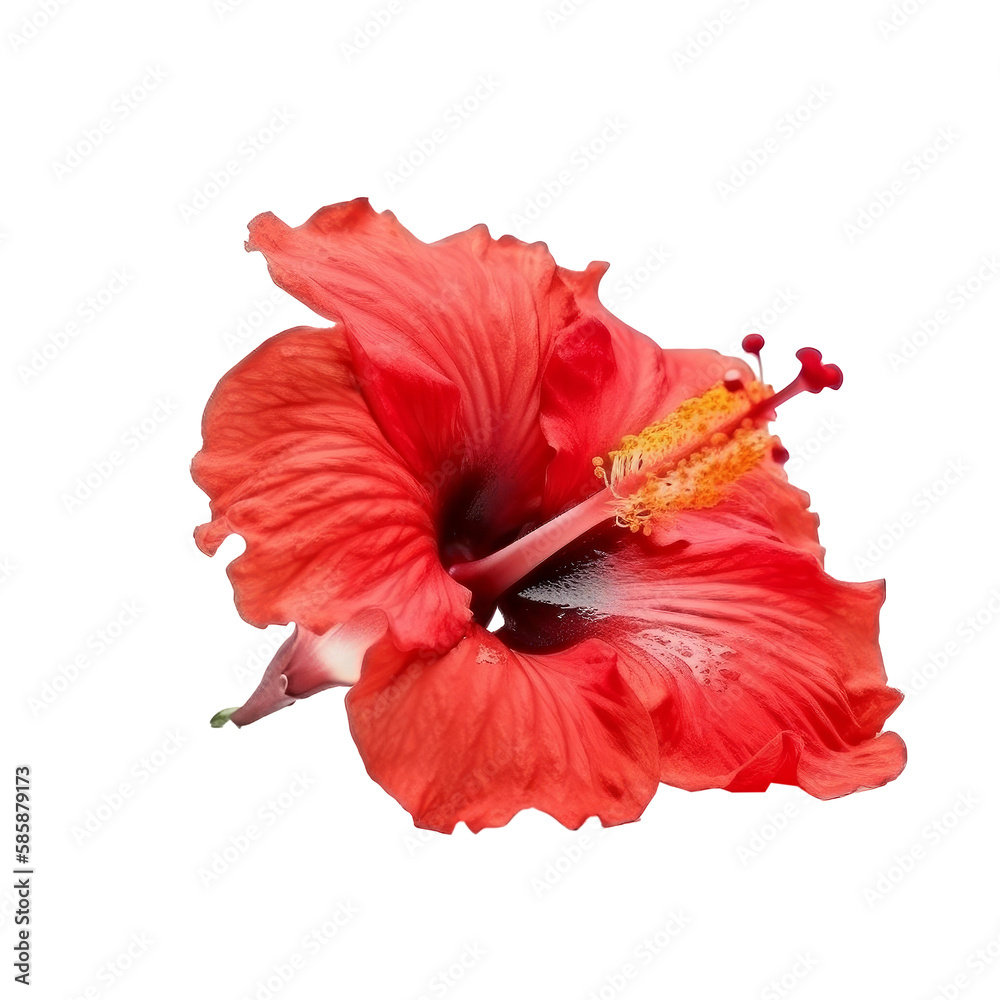 Hibiscus flower isolated. Illustration AI Generative.