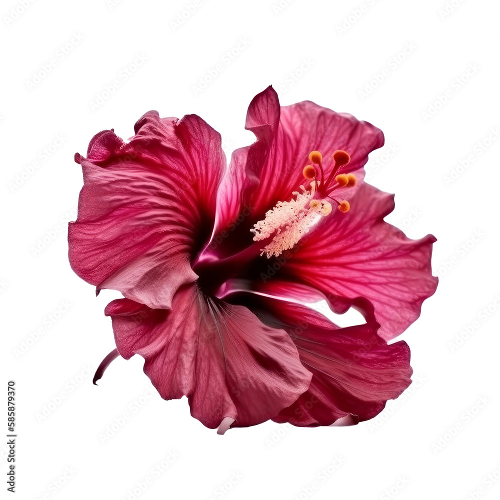 Hibiscus flower isolated. Illustration AI Generative.