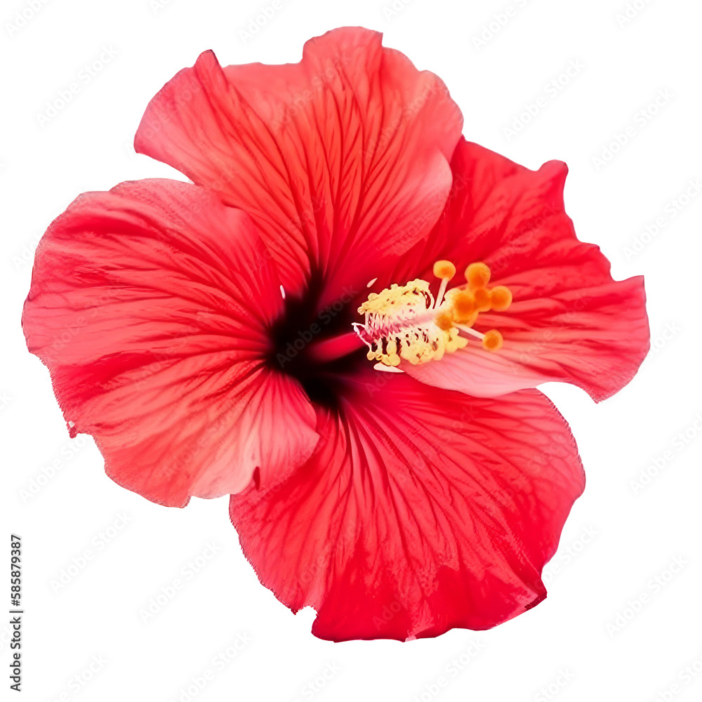 Hibiscus flower isolated. Illustration AI Generative.