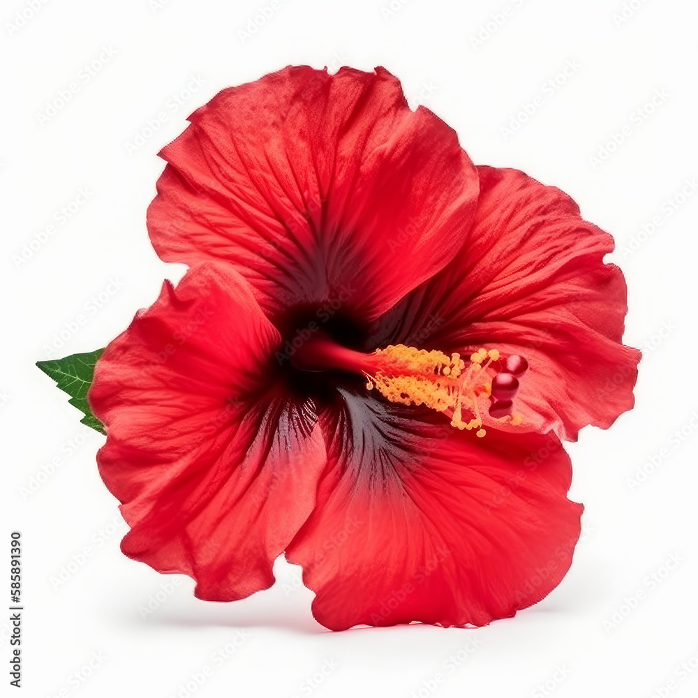 Hibiscus flower isolated. Illustration AI Generative.