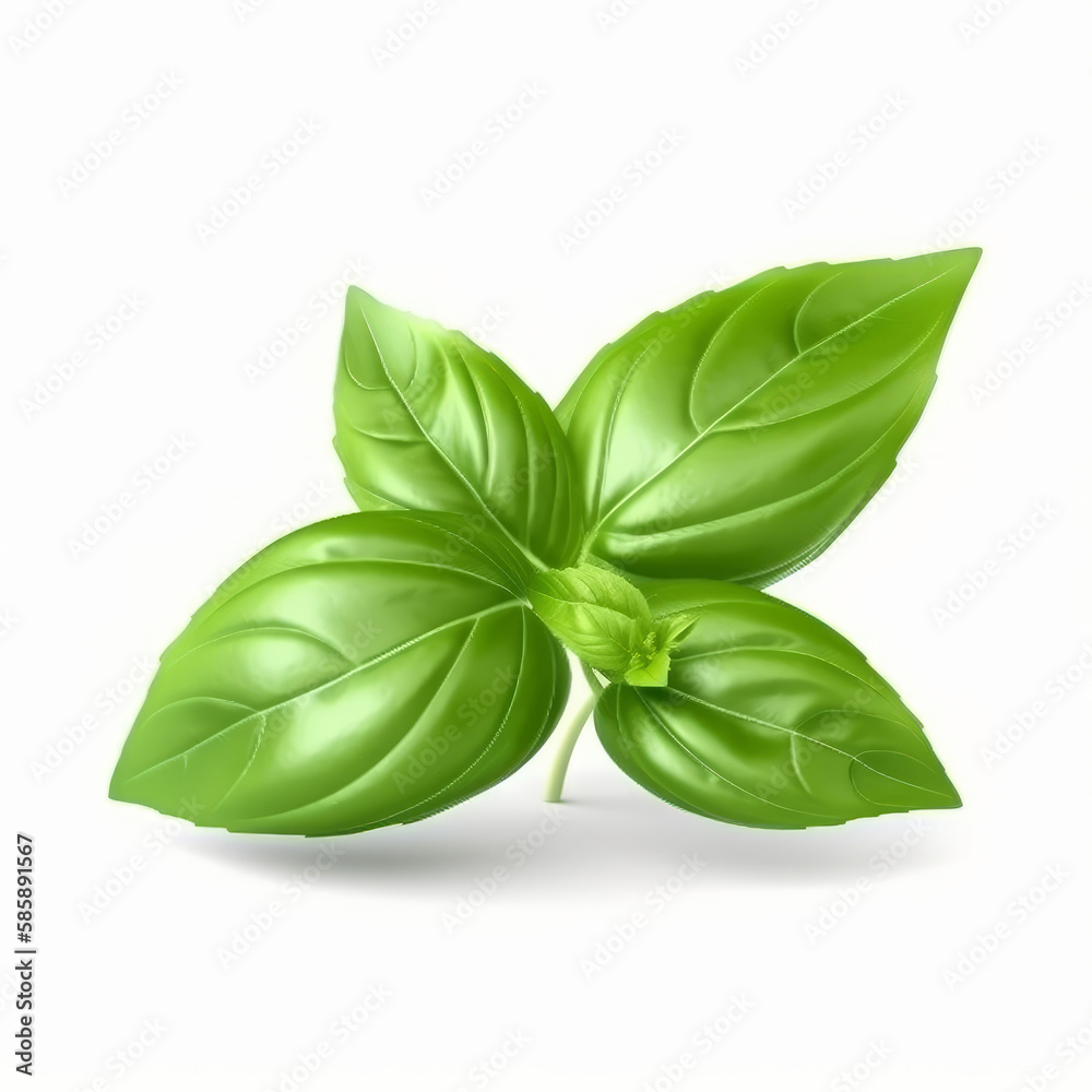 Basil leaf isolated. Illustration AI Generative.