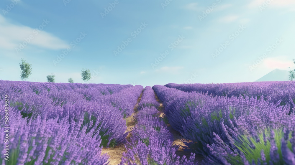 Lavender field. Illustration AI Generative.