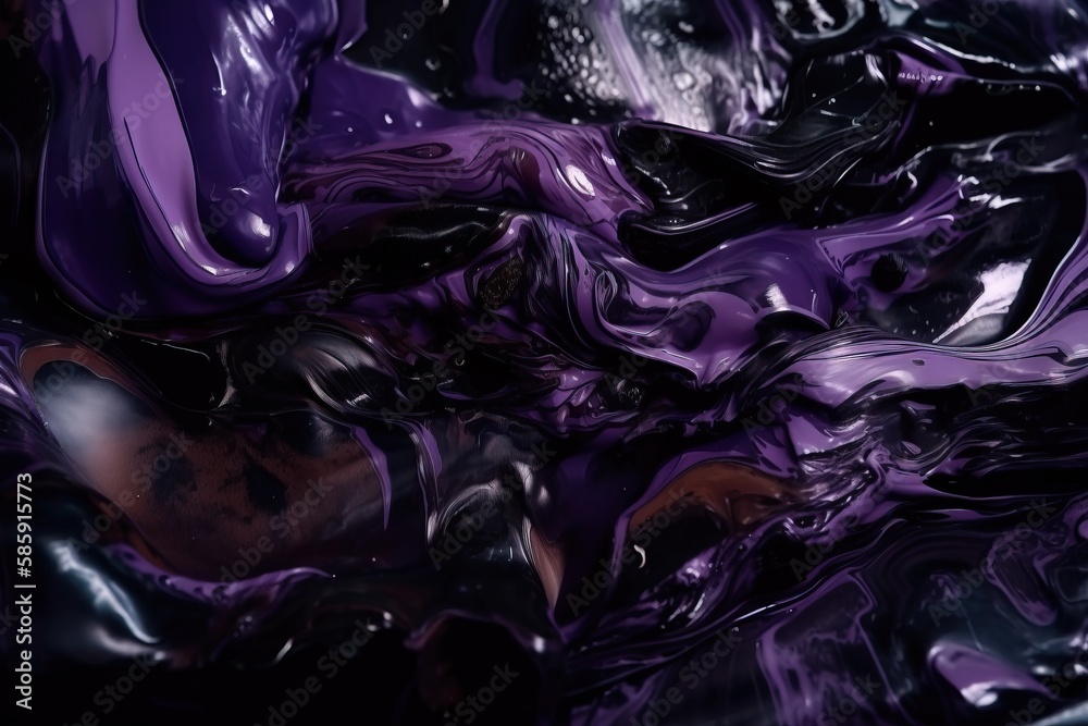  a purple and black abstract painting with a black background and a black background with white and 