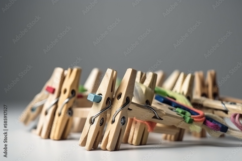  a group of wooden clothes pins with clothes pins attached to the ends of the clothes pins, all of w