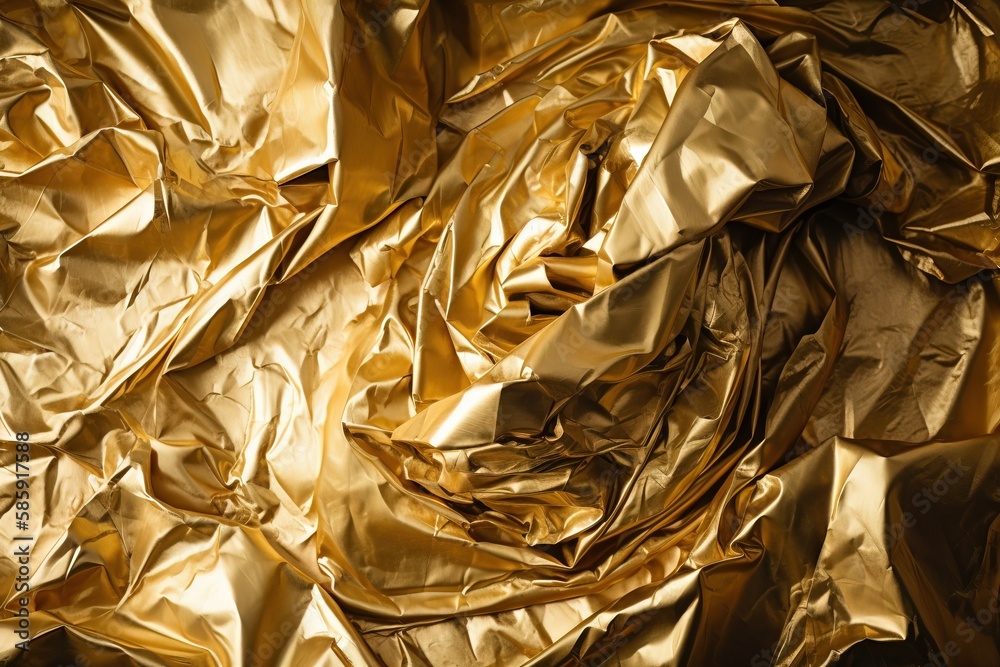  a very large amount of shiny gold foil on a surface that looks like it has been folded up and is al