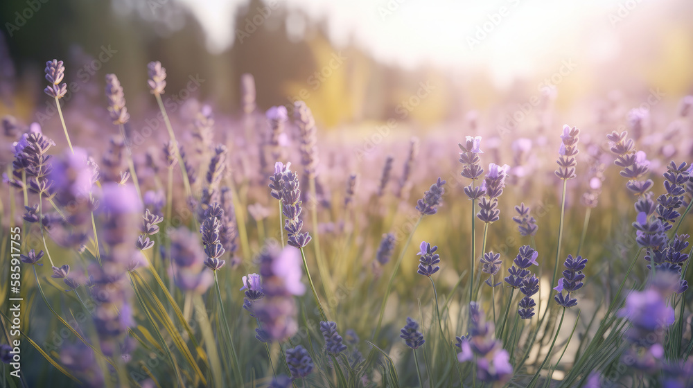 Lavender field. Illustration AI Generative.