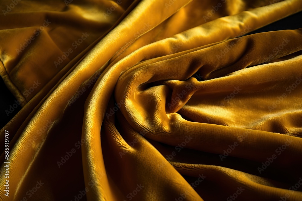  a close up of a yellow cloth with a black background and a black background with a black background