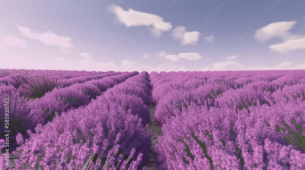 Lavender field. Illustration AI Generative.