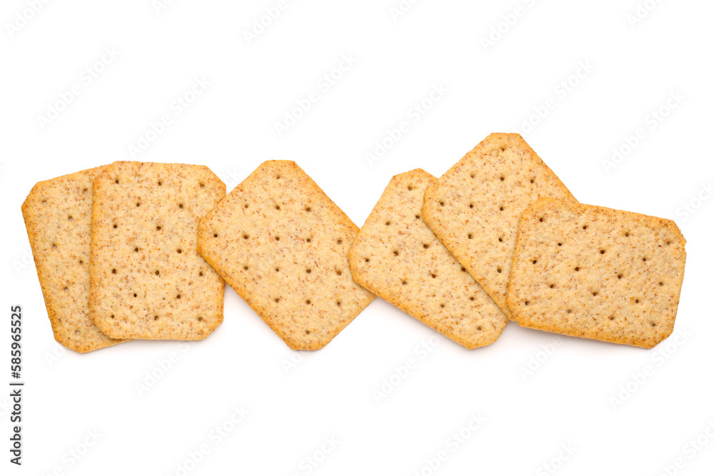 Tasty crackers isolated on white background