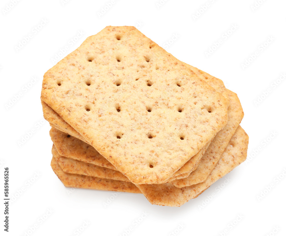 Tasty crackers isolated on white background