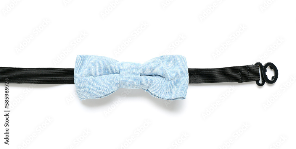 Blue bow tie on white background