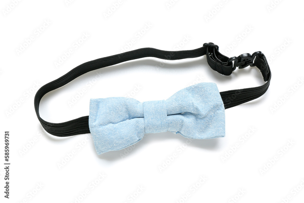 Blue bow tie on white background