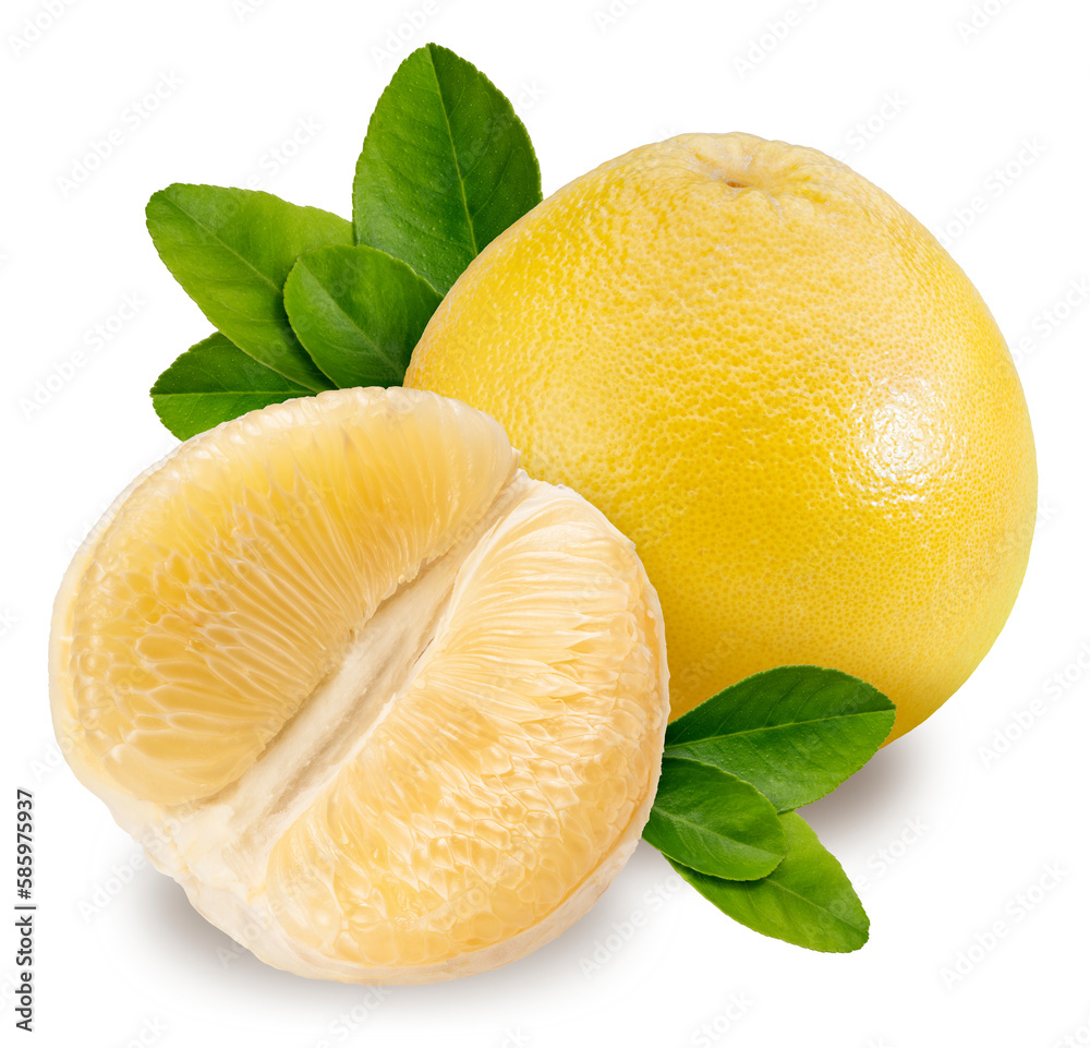 Yellow pomelo fruit isolated on white background, Fresh Grapefruit on White Background With clipping