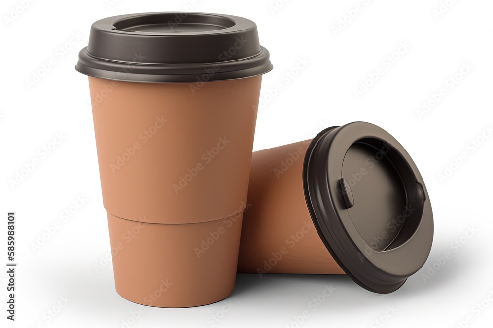 disposable coffee cup with a plastic lid created with Generative AI technology