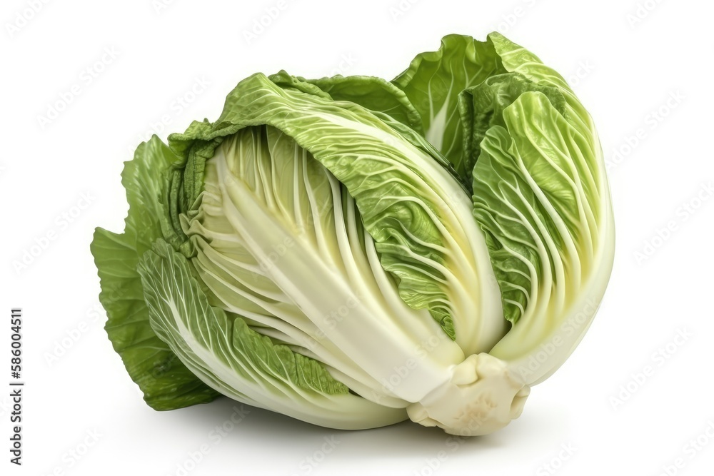 single head of cabbage isolated on a white background created with Generative AI technology