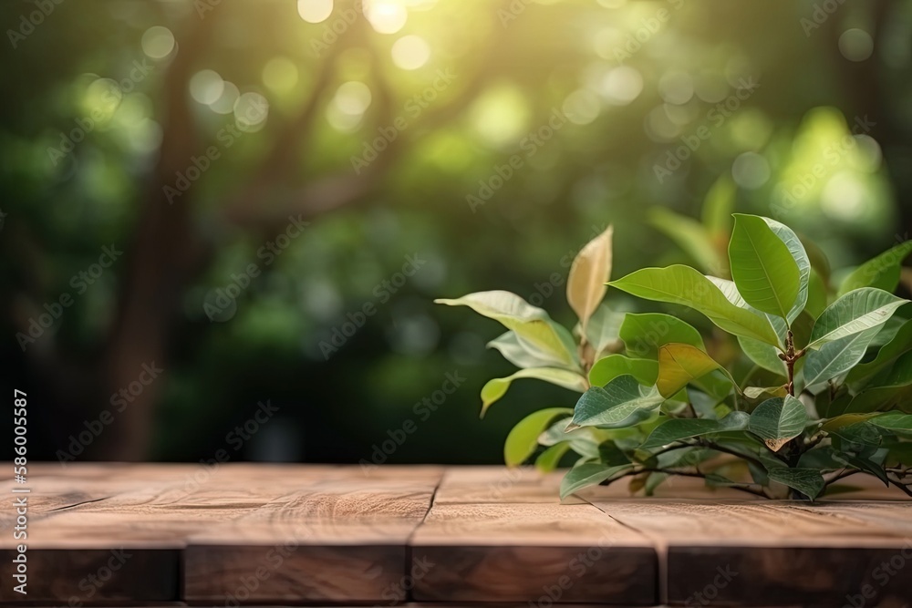 potted plant sitting on a wooden table in natural light created with Generative AI technology