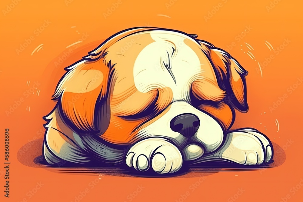 relaxed brown and white dog lying on the floor created with Generative AI technology