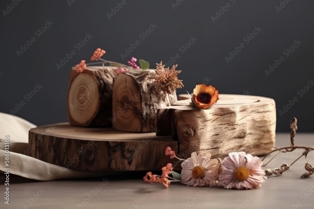 Wooden Block Resting on a Table Surfac created with Generative AI technology