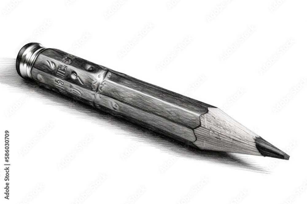 silver pen drawn with a pencil created with Generative AI technology