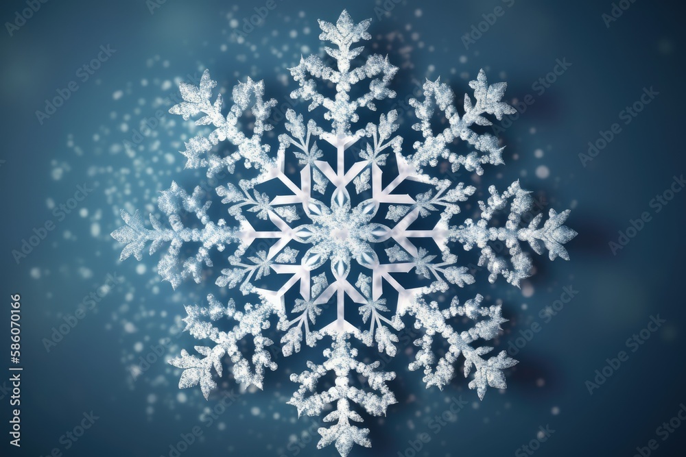 single snowflake on a light blue background created with Generative AI technology