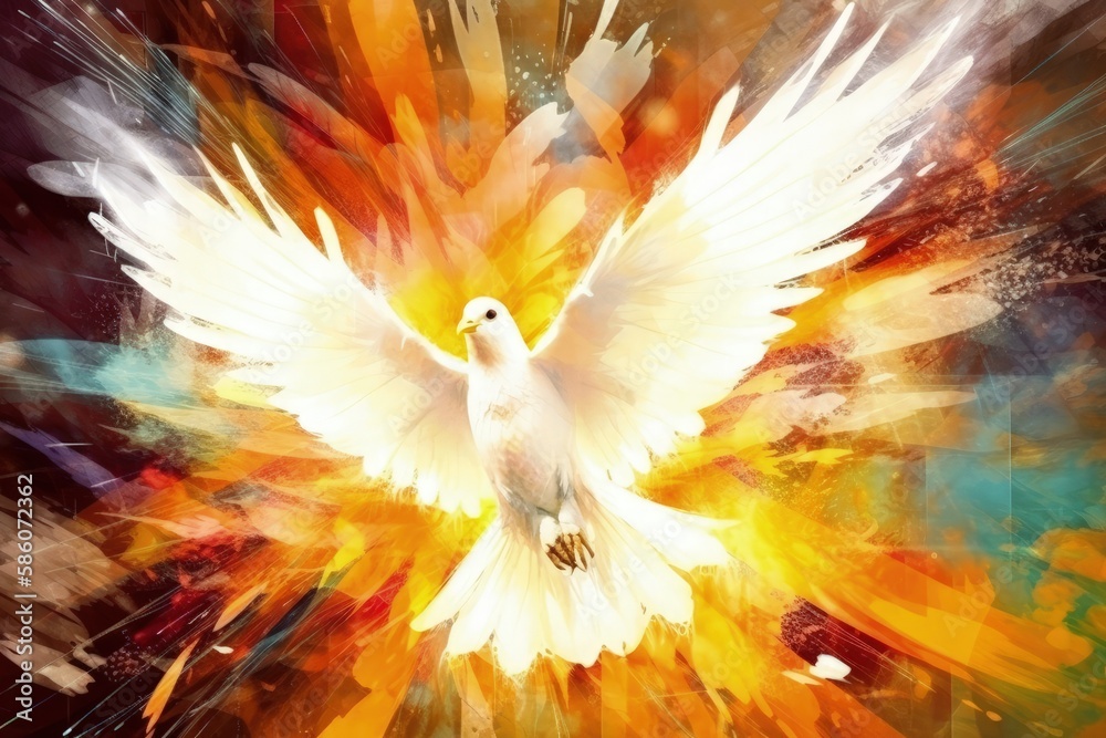 white bird with vibrant orange and yellow wings created with Generative AI technology