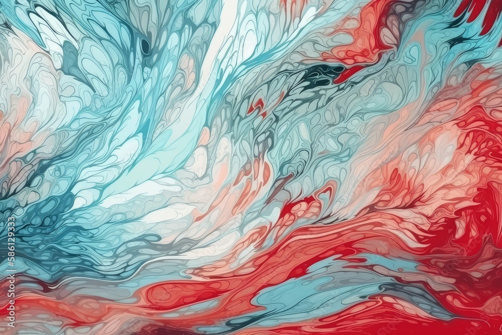  abstract painting with red, blue, and white colors created with Generative AI technology