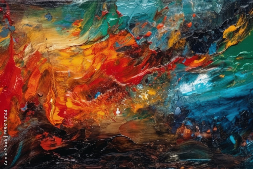 abstract painting with vibrant colors and dynamic brushstrokes created with Generative AI technology