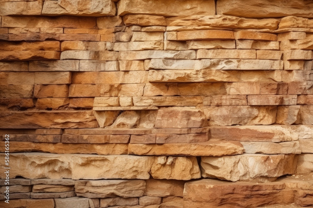 stone wall with a clock mounted on it in a natural setting created with Generative AI technology