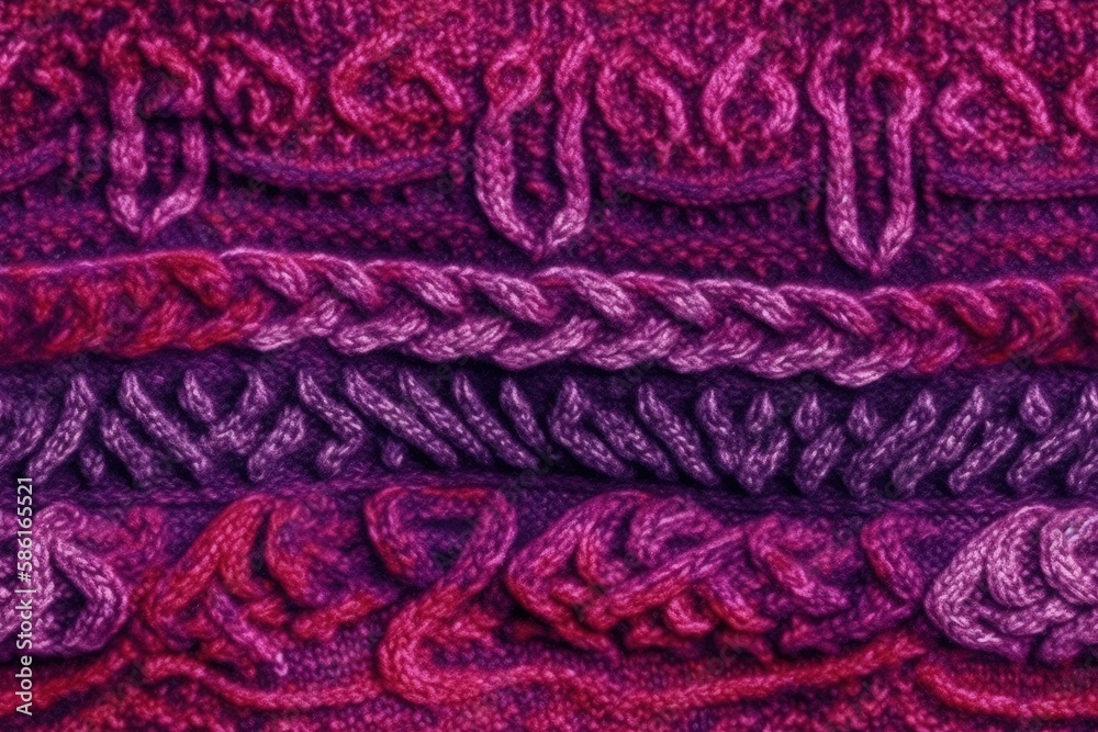 soft and cozy knitted blanket in shades of pink and purple created with Generative AI technology