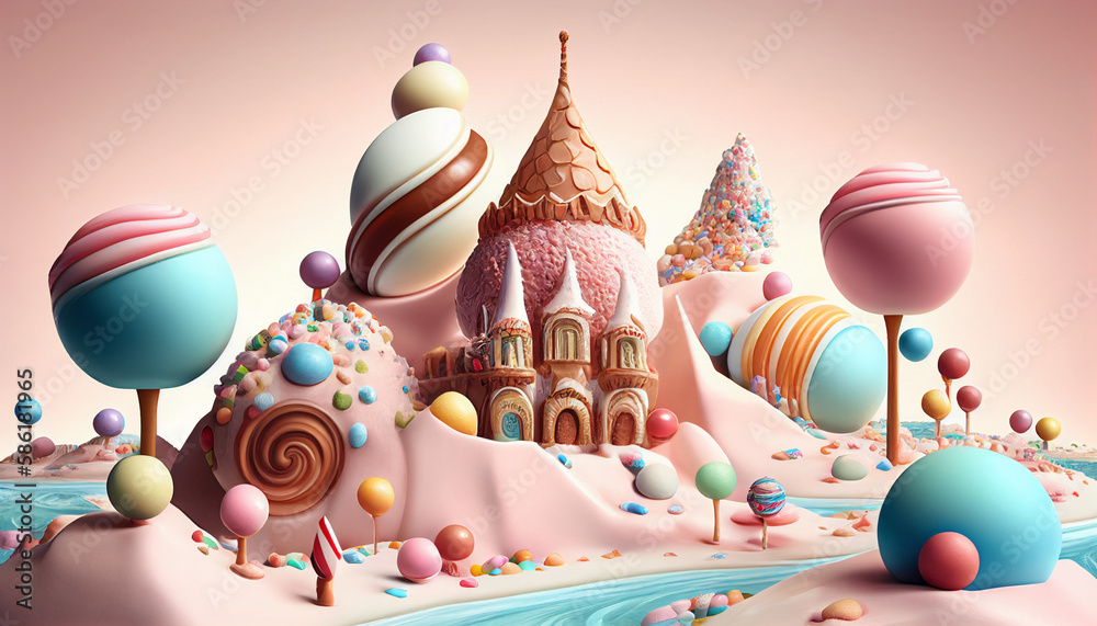 AI generates illustrations candy world