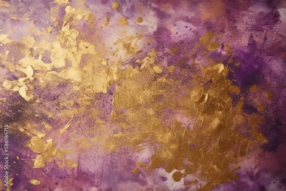 abstract painting with golden and purple hues created with Generative AI technology