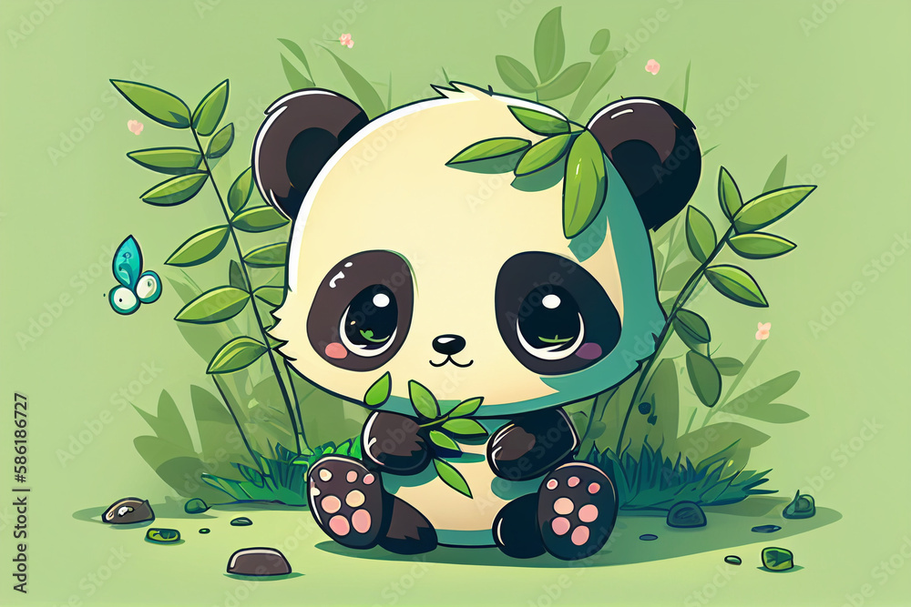 Creative cartoon illustration of red panda