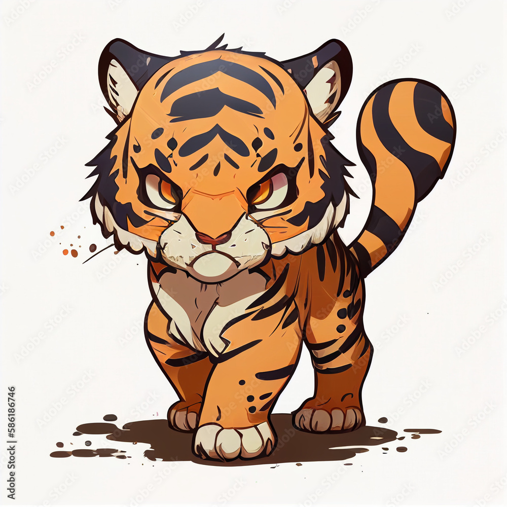 Creative cartoon illustration the tiger