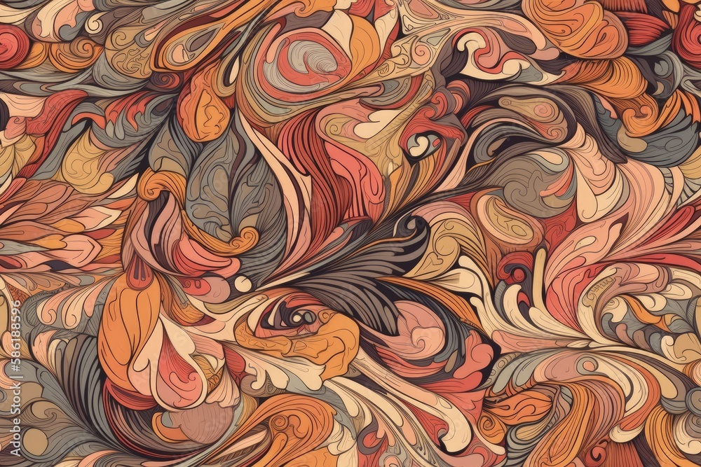 vibrant and dynamic abstract painting filled with swirling colors and shapes created with Generative