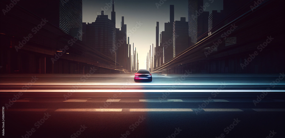 AI-generated car highway illustration