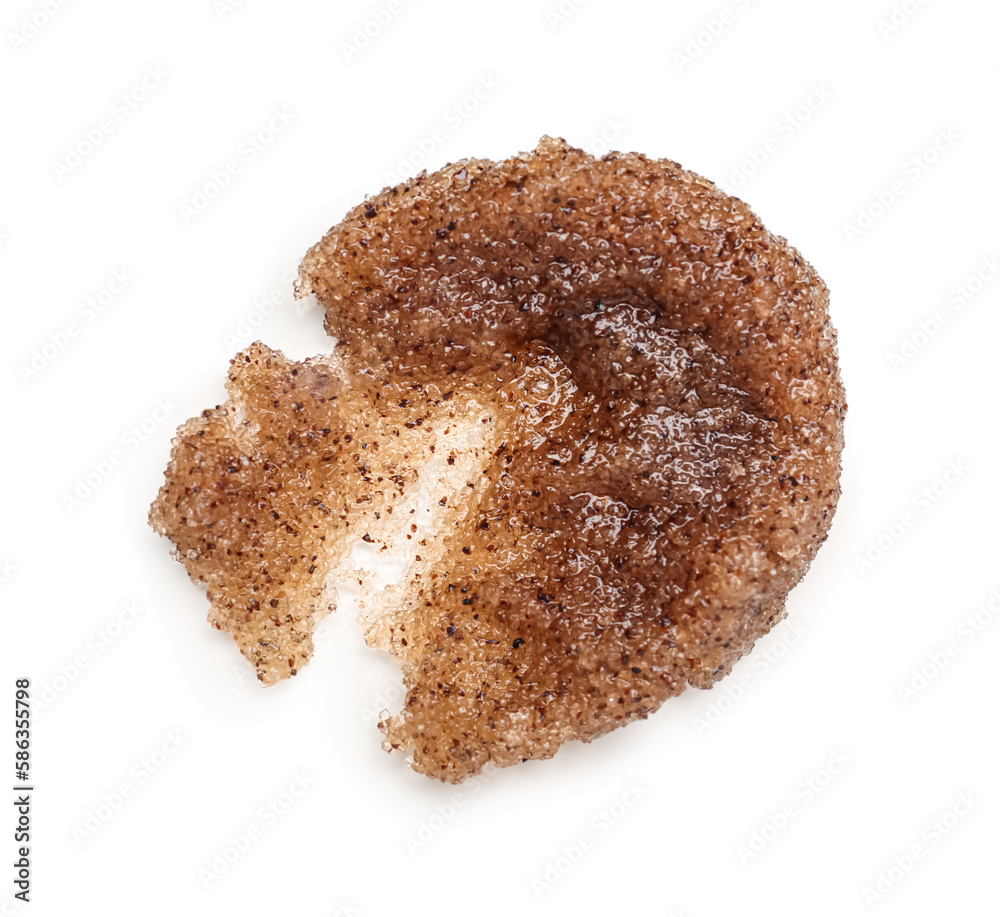 Coffee body scrub on white background