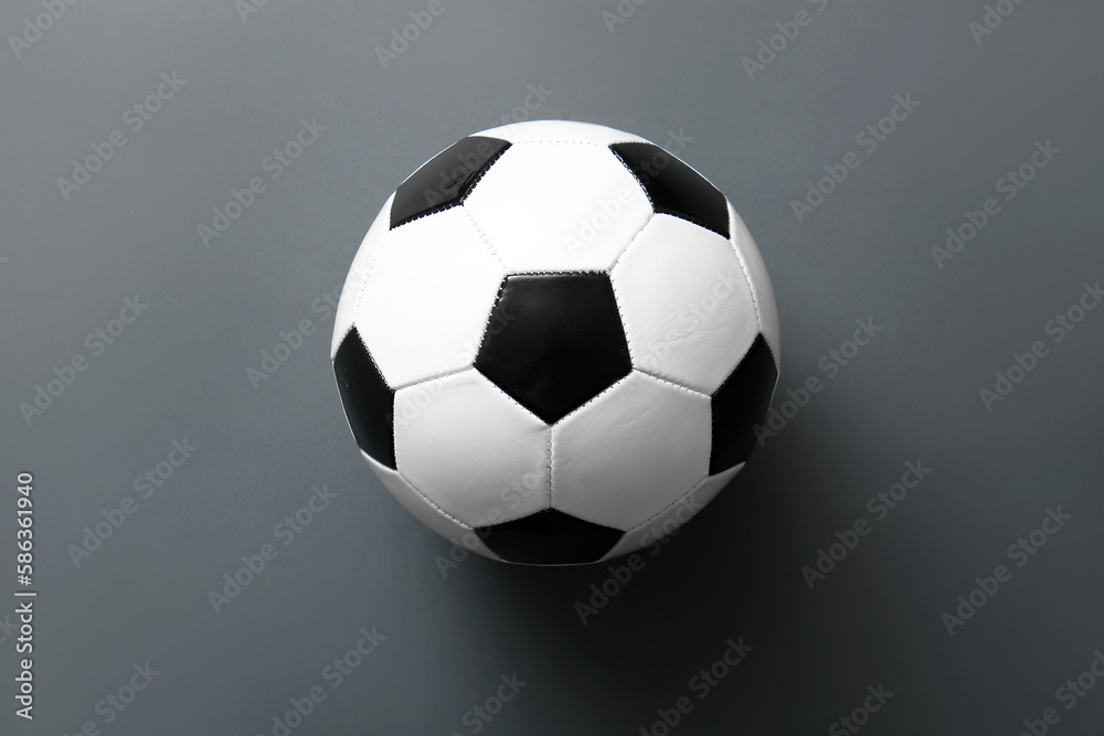 Soccer ball on grey background