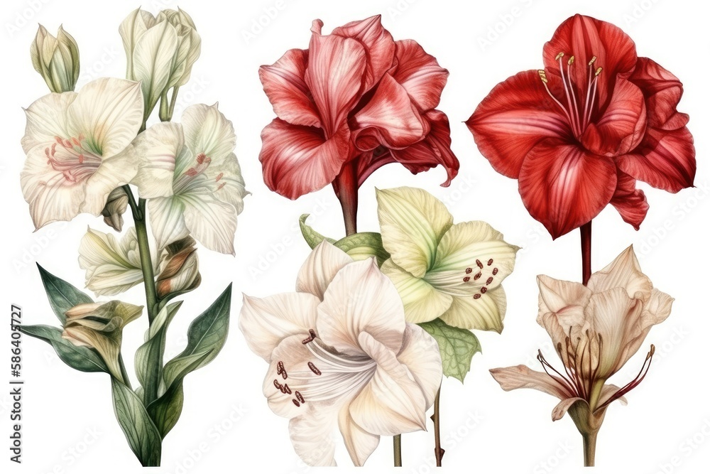 colorful bouquet of flowers on a plain white background. Generative AI