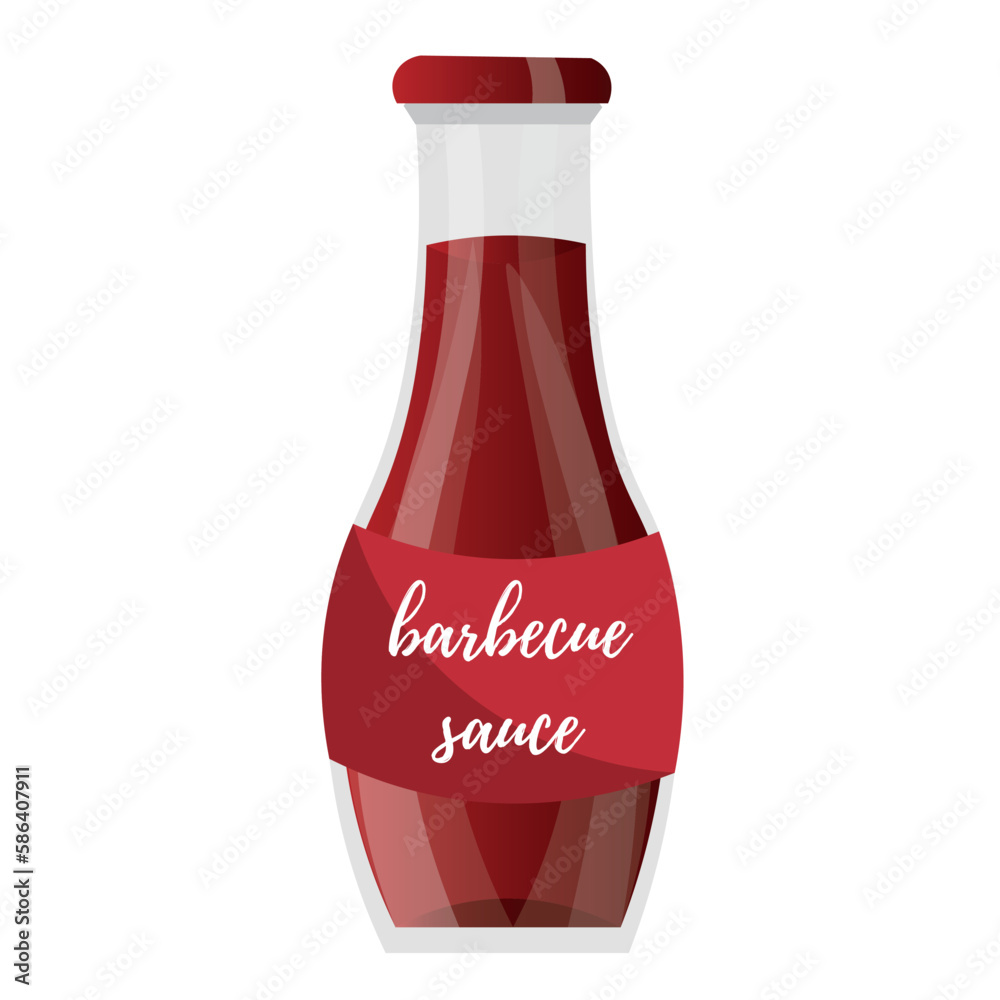 Bottle of tasty barbecue sauce on white background