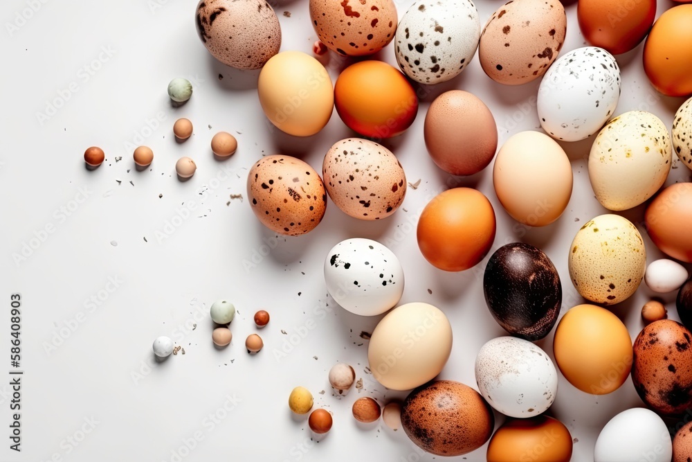 group of fresh eggs arranged neatly on a wooden table. Generative AI