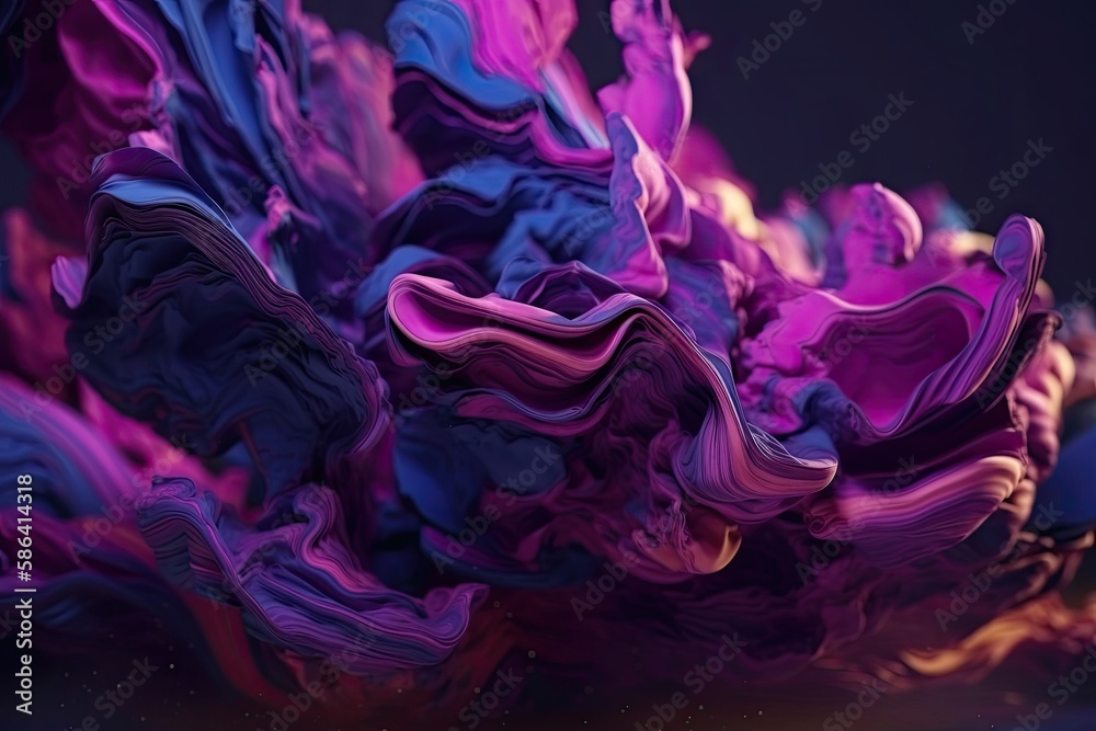 an abstract painting with shades of purple and blue. Generative AI