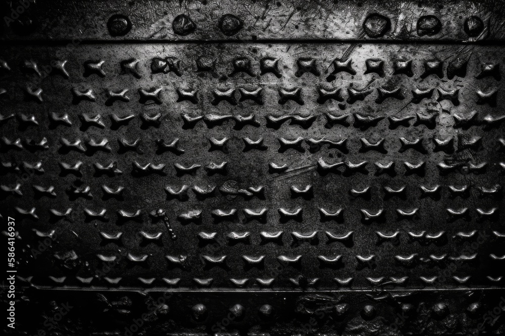 black and white photo of a metal grate. Generative AI