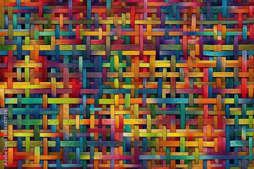 colorful geometric pattern composed of squares and rectangles. Generative AI