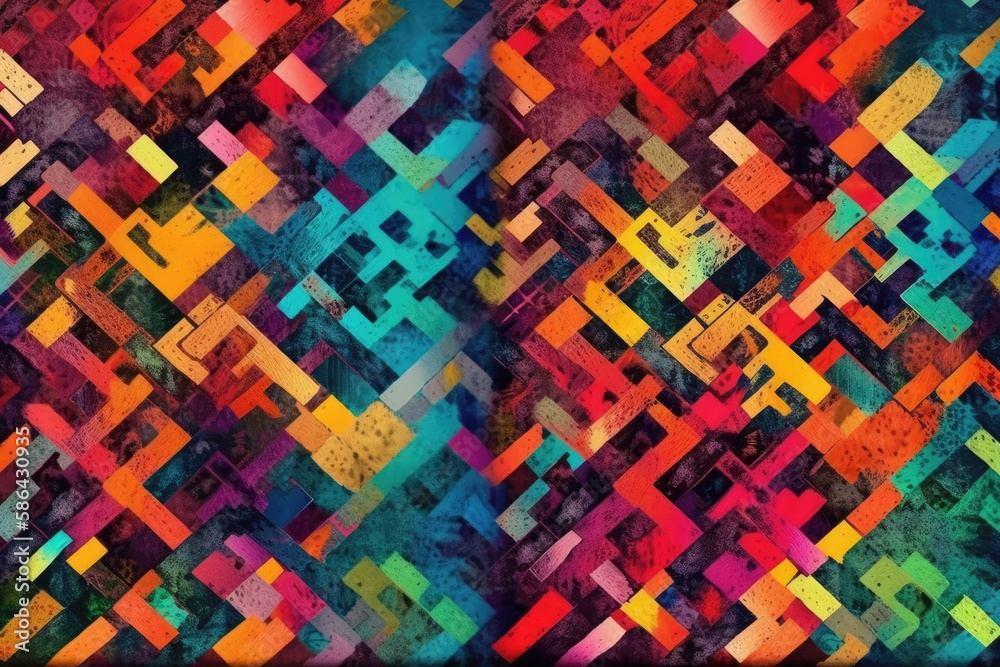 vibrant multicolored abstract background with overlapping squares. Generative AI