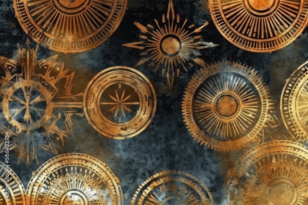 detailed gold and black wallpaper pattern. Generative AI