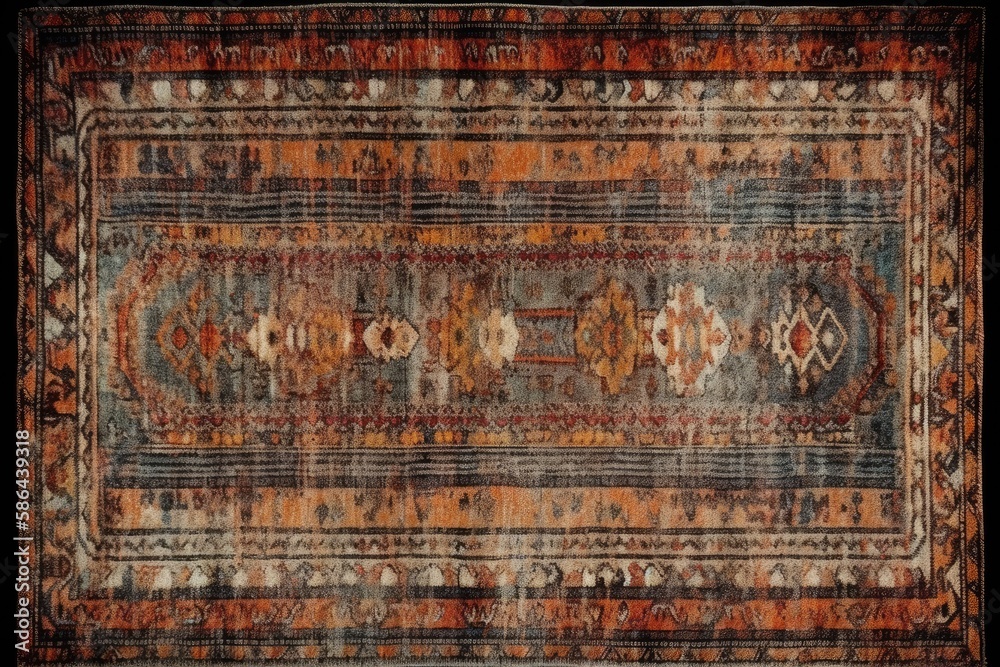 colorful and patterned rug with a vintage look. Generative AI