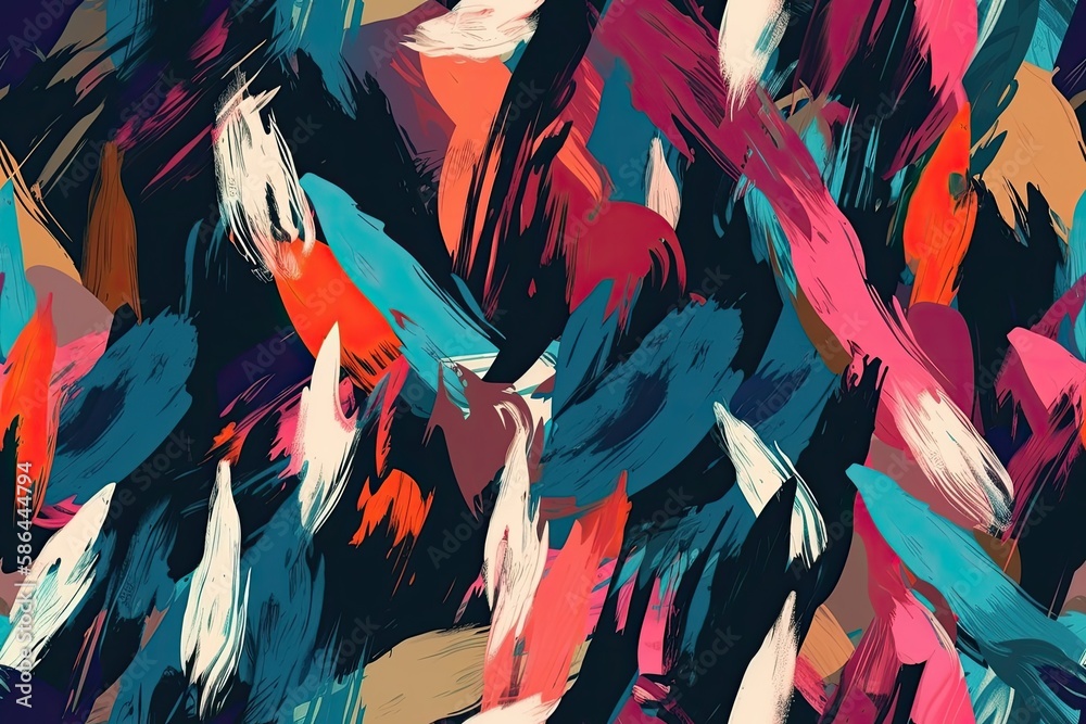 colorful abstract painting with various shapes and forms. Generative AI